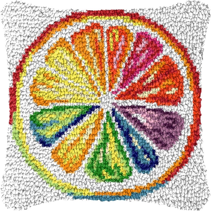 ZFFLYH Latch Hook Pillow Kits for Adults, DIY Colorful Lemon Printed Canvas Cushion Crocheting Embroidery Hand Craft Pillowcase Home Sofa Decoration 43X43cm - Image 1